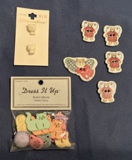 Cat Feline Fancy Button Lot Alma Lynne Ceramic  Streamline Some Shank picture