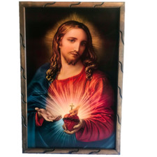 Sagrado Corazon de Jesus Imagen Cuadro Rustico 36”x24” , New picture