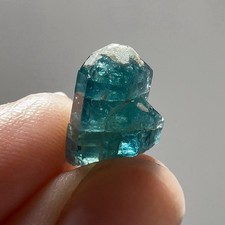 Rare Gem Neon Blue Green Apatite Crystal Thumbnail Specimen - Namalulu Tanzania picture