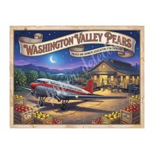 Washington Valley Pears 1950s Retro Style Fruit Crate Label 10.5