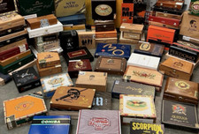 LOT of 10 Mystery Empty Wooden Cigar Boxes Various Varied Miscellaneous picture