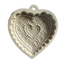 Wilton Ceramic/Stoneware 1999 Heart Cookie Mold 5” x 5½” Vintage Woven Heart  picture