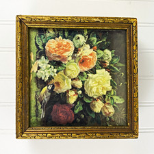 Vintage Antique Victorian-style Floral Wooden Candy Box with Floral Still Life picture
