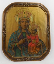 Antique Our Lady of Czestochowa Chromolithograph picture