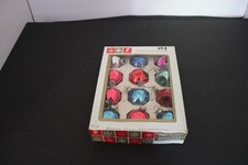 Vintage 12 Americas Finest Glass Christmas Holiday Ornaments Colored Franks box picture