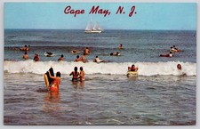 Cape May New Jersey NJ Enjoying the Surf View Postcard c1960s picture