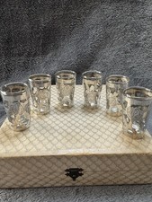 Vtg 6 925 Sterling Silver Rose Motif Overlay Glass Insert Shot Glasses - Mexico picture