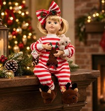 Vintage TELCO 1980's Motionette Animated Christmas Shelf Sitter Reindeer Pajamas picture