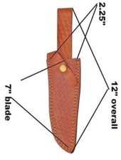 12”Leather Hand Engraved  BELT Loop Knife SHEATH Holster 8”FIXED BLADE KNIFE picture