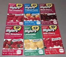 Vintage 80's Wyler’s Mixed Flavors Soft Drink Mix Packets Lot of 6 Sealed PROP a picture