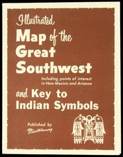 Vintage Fred Harvey Brochure Map of the Great Southwest Key To Indian Symbols picture