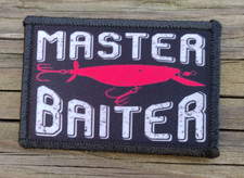 Master Baiter Morale Patch Hook & Loop Funny Bass Fishing Army Tactical 2A Gear picture