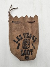 Las Vegas Loot Money Coins Tokens Bag Brown with Chain Pouch Collectible Vintage picture