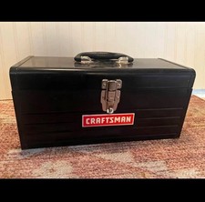 Craftsman Black Metal Tool Box Storage Case with Carry Handle and Latch picture