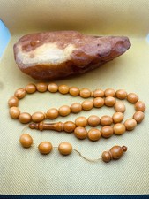 Baltic Amber Vintage Rosary Antique Pressed Konigsberg Old Beads 48.6 gr picture