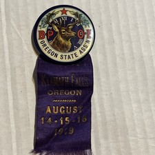 Antique Benevolent and Protective Order of Elks Pinback B.P.O.E Oregon 1919 picture