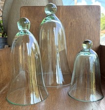 Beautiful Set of 3 Vintage Hand-Blown Glass Cloches (Bell Jars) picture