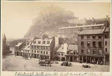 J.V., UK, Edinburgh Castle from the Grass Market 1865 (Scotland) Vintage Album picture
