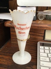Milk Glass Souvenir ROCHESTER MINN VASE 1910’s OLMSTEAD COUNTY . MN MINNESOTA  picture