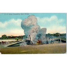 1912 Spanish American War US Army Dynamiting Spar Bridge Original Postcard PD2 picture
