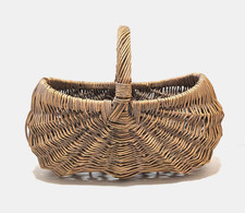 *VINTAGE* Wicker Basket Buttocks Handle Egg Gathering Foraging Patina *RARE* picture