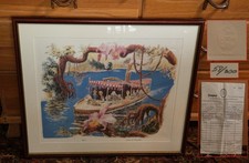 Vtg 1987 Disneyland Jungle Cruise Congo Queen Sgd. Collin Campbell Litho 58/300 picture