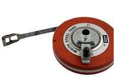 Vintage Lufkin 50 Ft White Steel Tape Measure No 50. USA Survey Tool picture
