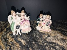 Vtg Dresden Lace Courting Couple Figurine 6.75