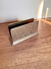 Vintage Cute Floral Metal Napkin Letter Holder Silver Tone picture