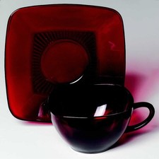 Anchor Hocking Charm Ruby Cup & Saucer 5892323 picture