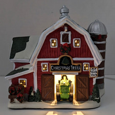 Holiday Time Country Charm Christmas Tree Barn Collectible w light cord picture
