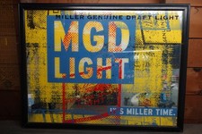 Vintage 90's MGD Light Miller Genuine Draft Beer Sign Large Mirrored Man Cave picture