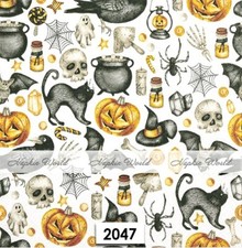 (2047) TWO Paper LUNCHEON Decoupage Art Craft Napkins - HALLOWEEN THINGS SPOOKY picture