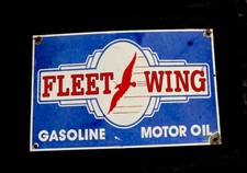 VINTAGE FLEET WING 12” PORCELAIN SIGN CAR GAS OIL TRUCK GASOLINE picture