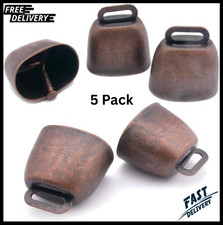 5 Pack Grazing Copper Bells, Metal Cow Bells for Dogs, Animal Copper Loud Bronze picture