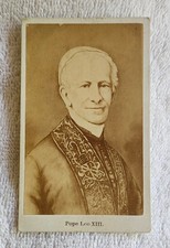 Vintage Rare Pope Leo XIII 13th 2 1/4 by 4 Inch Sepia Off White Exhibit Card picture