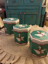 Vintage 1986 Christmas Goose Set of 3 Nesting Tins For Holiday Kitchen  picture