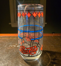 Vintage 1970s Pepsi Cola Tiffany Stained Glass Tumbler Anchor Hocking 12 Oz picture