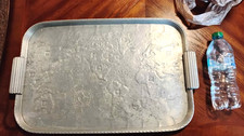 Rare Arthur Armour Hand Wrought Aluminum World Map Small Tray 18 1/4