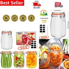 Elegant 32 oz Mason Jar Set with Airtight Hinged Lids for Food Preservation picture
