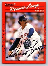 1990 Donruss Dennis Lamp Autographed Baseball Card #423 Red Sox P picture