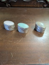 Lot Of 3 Vintage Silver And Stone Pill Or Trinket Boxes  picture