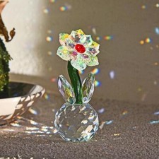 Crystal Flower Glass Home Decor Tabletop Ornament Entryway Small Decorative Gift picture
