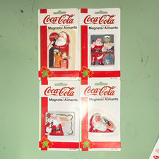 Vintage Coca-Cola Santa Claus Christmas Holiday Refrigerator Magnets 4lot picture