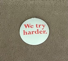 AVIS We Try Harder Vintage Pinback Button picture