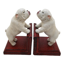 Pair of Cast Iron Bulldog Bookends Organizer Home Office Gift picture
