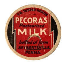 PECORA'S FARM  MILK  SEYBERTSVILLE  PENNSYLVANIA  PA  MILK BOTTLE CAPS picture