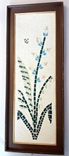 Vacuum Form Faux Mosaic Tile Butterfly and Flower MCM Framed Wall Art picture