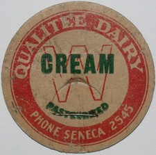 Vintage milk bottle cap QUALITEE DAIRY Cream Seneca 2545 Seattle Washington picture