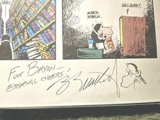 Signed Berkley Breathed Artwork On Bloom County Comic Strip picture